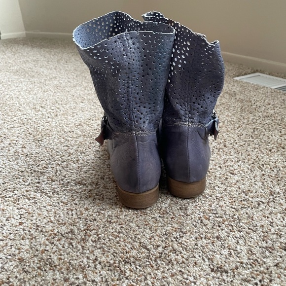 Womens Grey Ankle Boots With Lace Detail - Picture 3 of 12